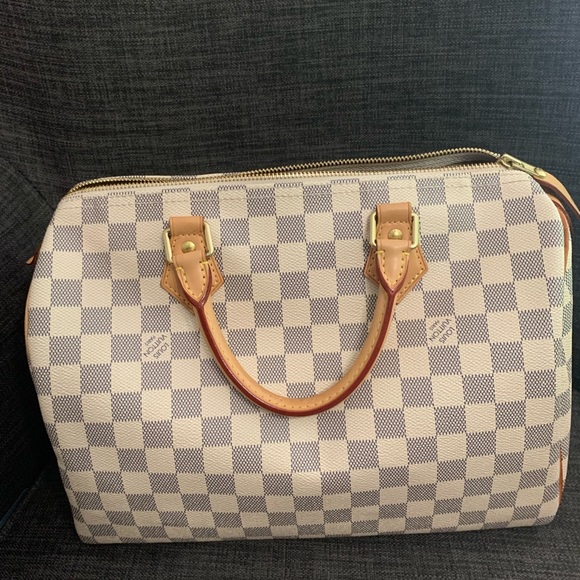 Louis Vuitton Checkered Satchel - Cream and Brown - Picture 1 of 11